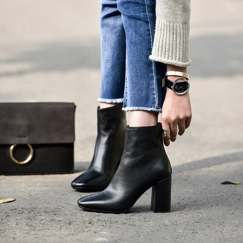 Chunky Leather Ankle Boots - Image 8