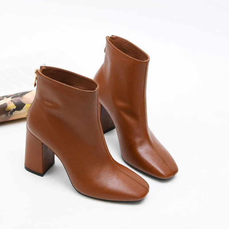 Chunky Leather Ankle Boots - Image 9