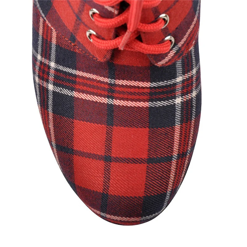 Chunky Red Plaid Boots - Image 10