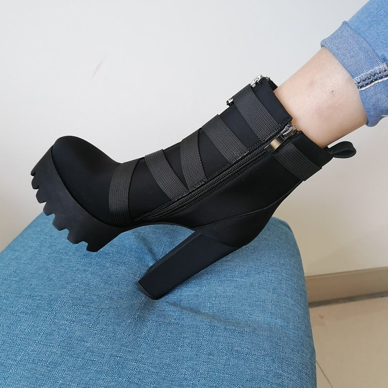 Chunky Thick Heels Ankle Boots - Image 4
