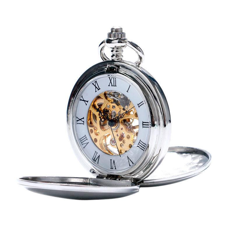 Classic Minimalist Vintage Two-sided Mechanical Pocket Watch - Image 3