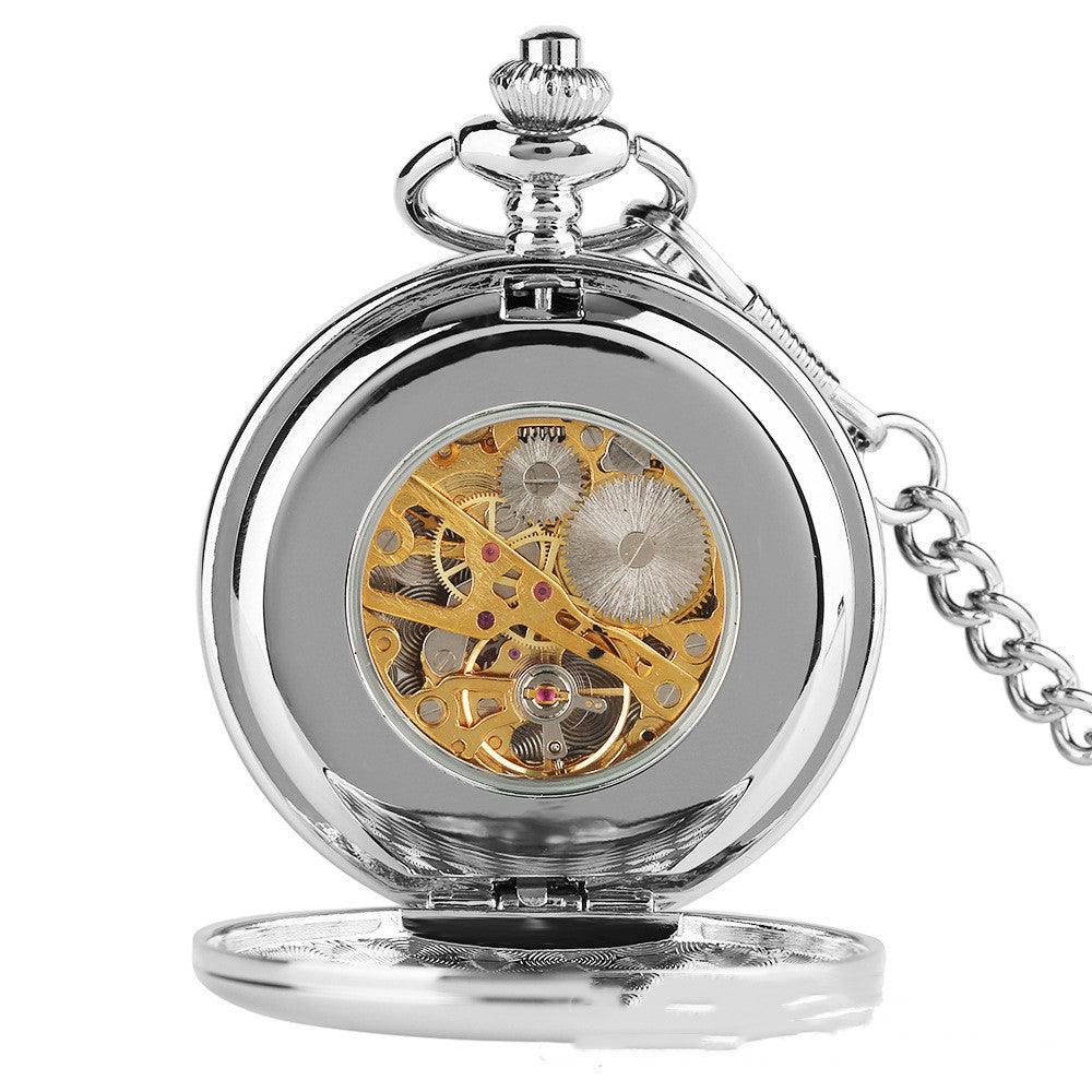Classic Minimalist Vintage Two-sided Mechanical Pocket Watch - Image 4