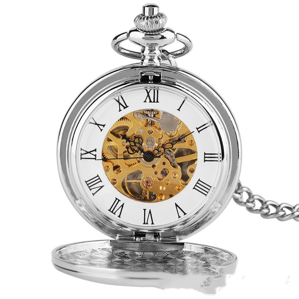 Classic Minimalist Vintage Two-sided Mechanical Pocket Watch - Image 5