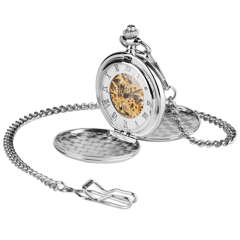 Classic Minimalist Vintage Two-sided Mechanical Pocket Watch - Image 6