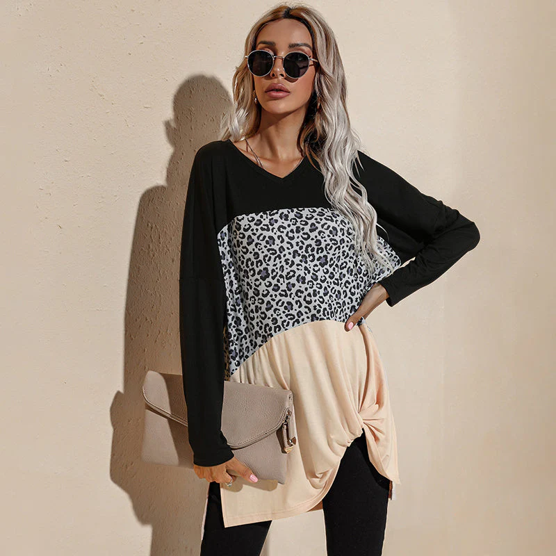 Color Block Leopard Print Long Sleeve - Image 10