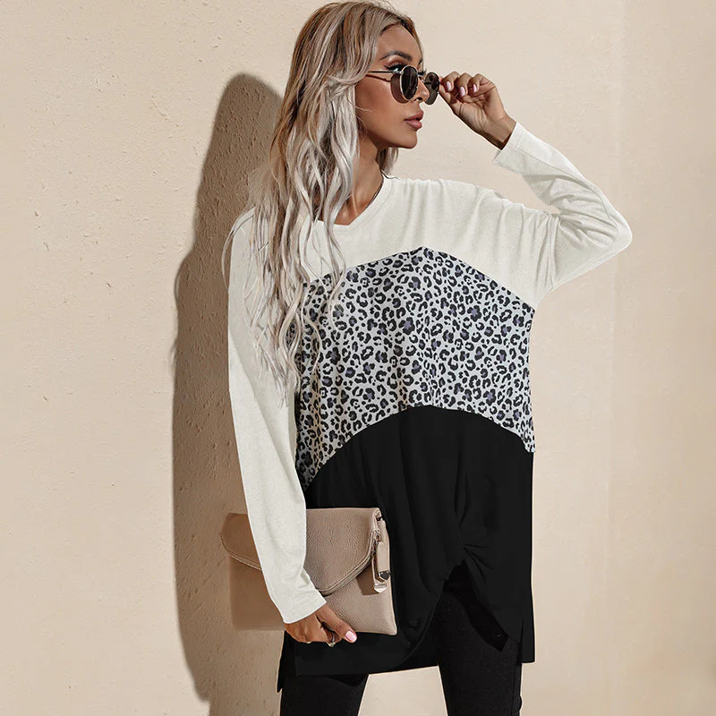 Color Block Leopard Print Long Sleeve - Image 16