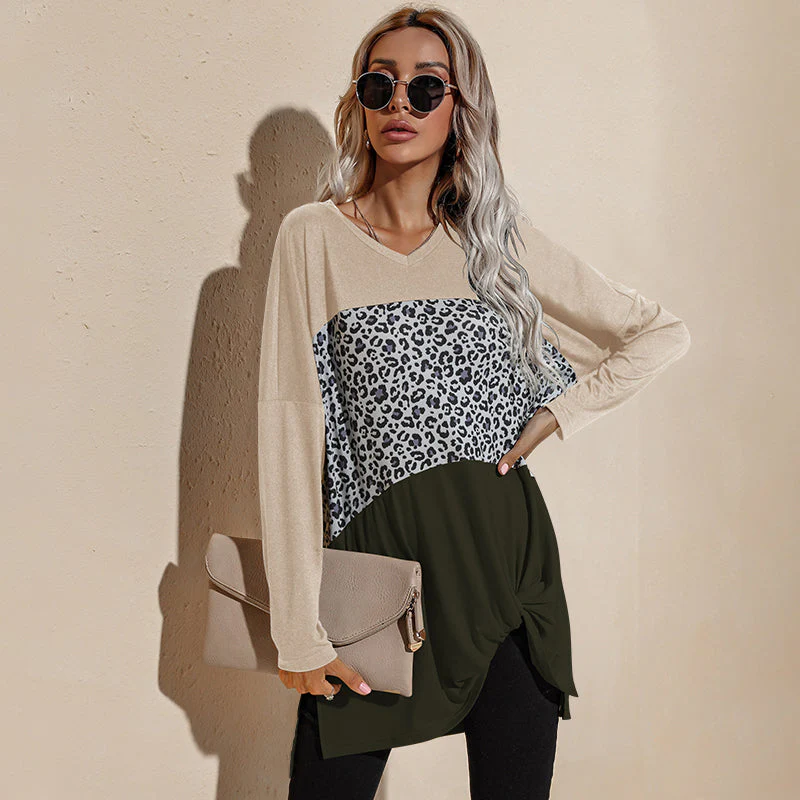 Color Block Leopard Print Long Sleeve - Image 5