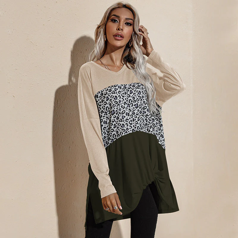 Color Block Leopard Print Long Sleeve - Image 7