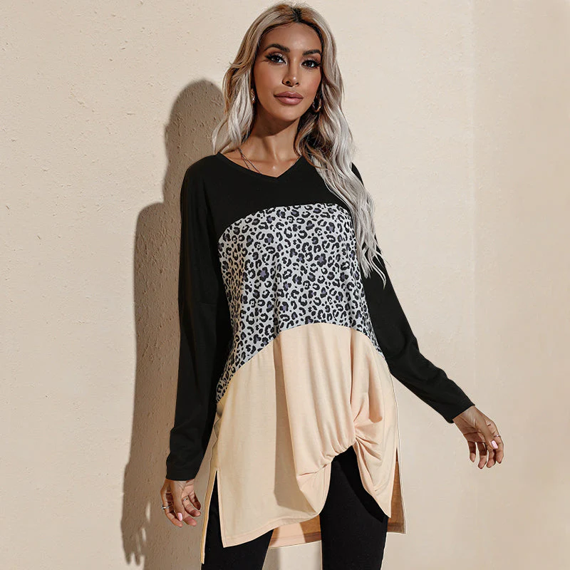 Color Block Leopard Print Long Sleeve - Image 9