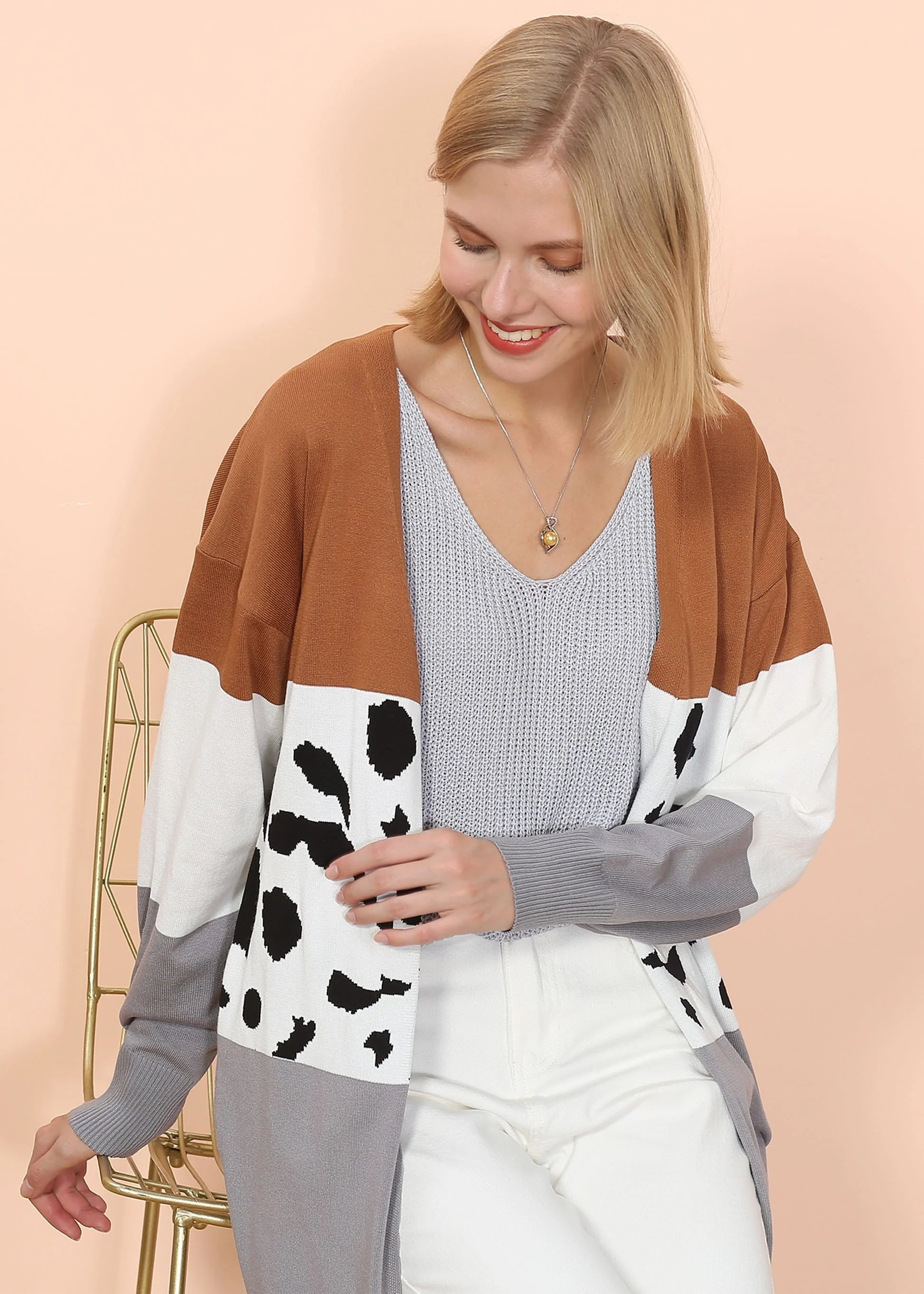 Color Block Long Sleeve Cardigan - Image 13