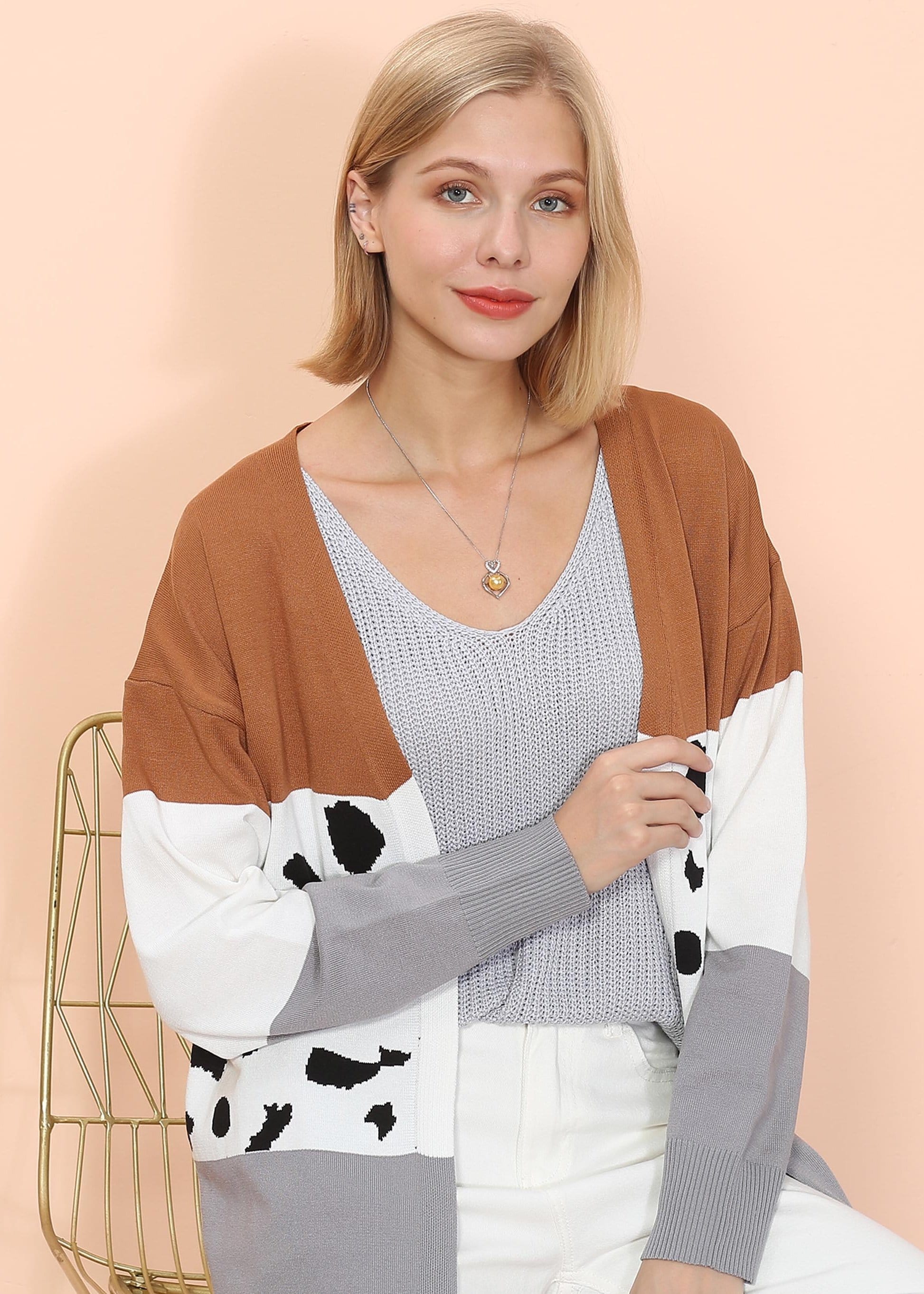 Color Block Long Sleeve Cardigan - Image 3