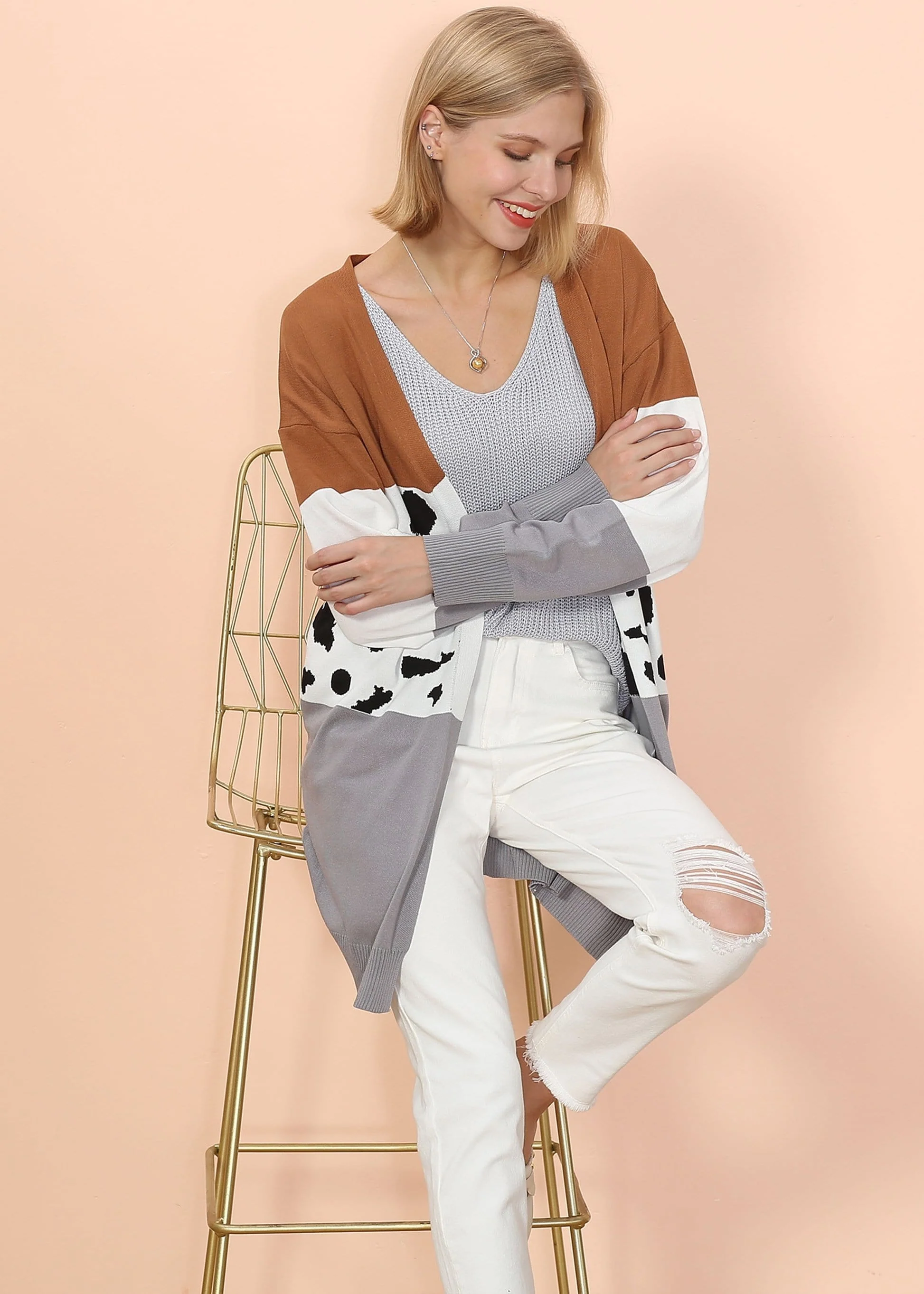 Color Block Long Sleeve Cardigan - Image 4