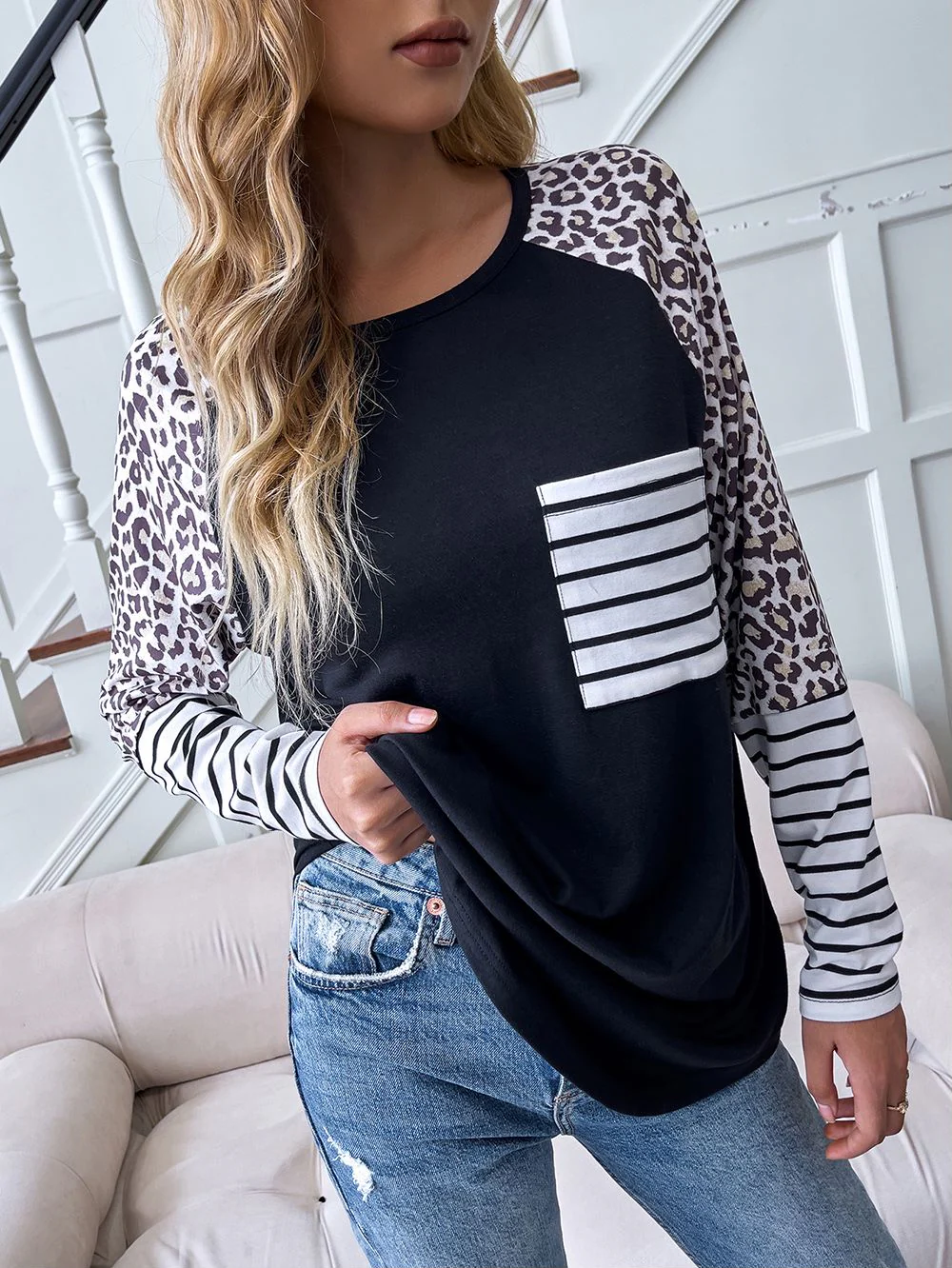 Color Block Mixed Print Shirt - Image 2