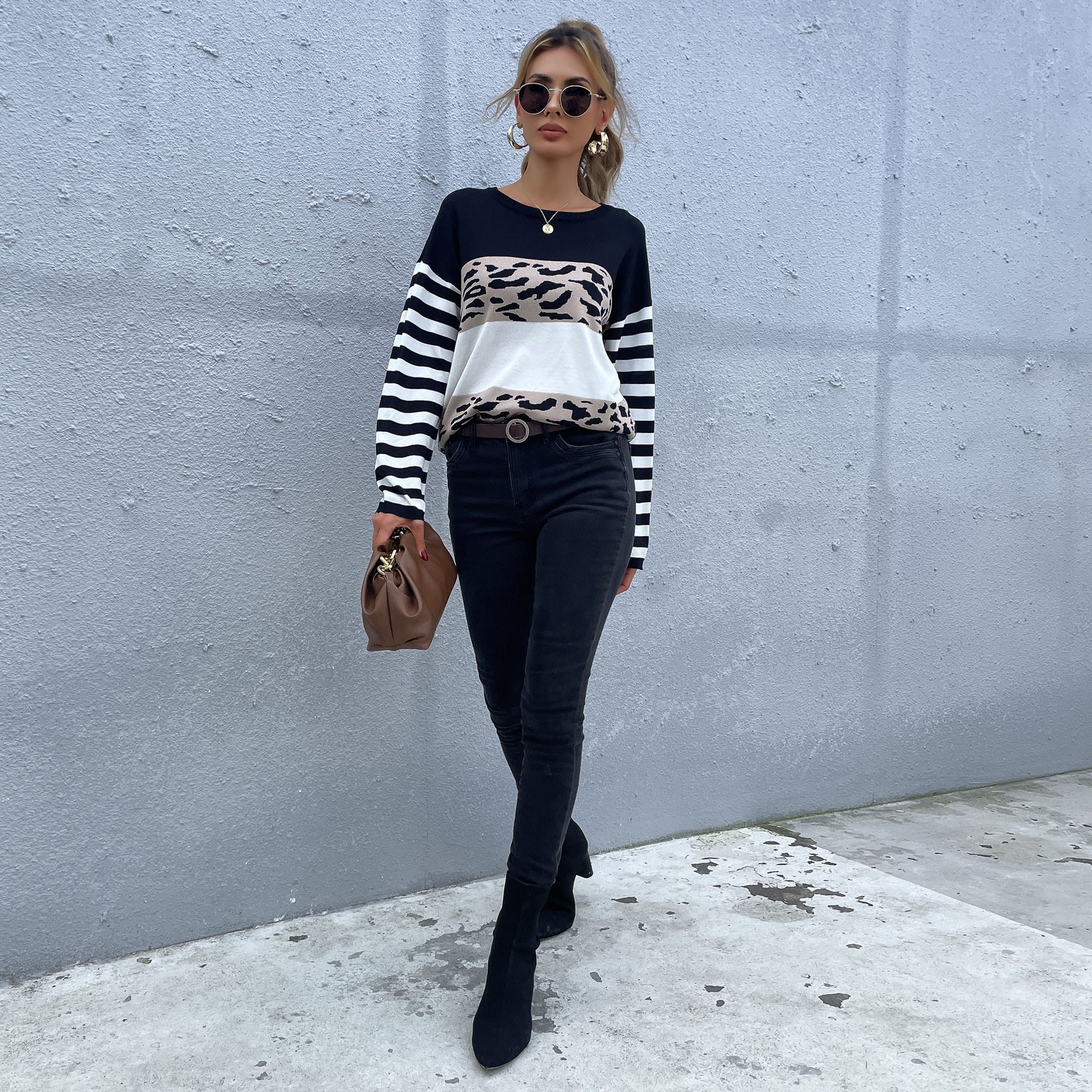 Color Block Mixed Prints Sweater - Image 4