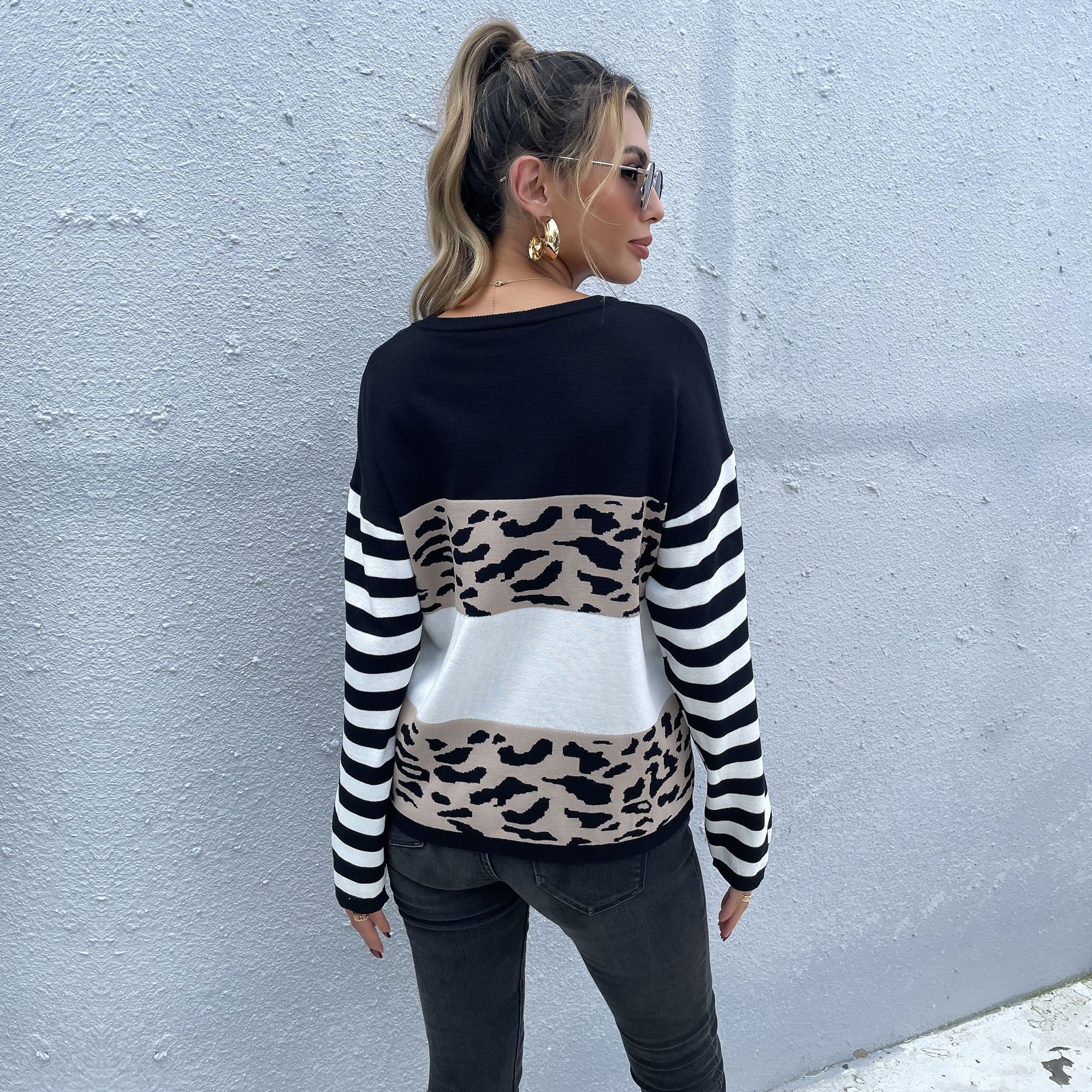 Color Block Mixed Prints Sweater - Image 5