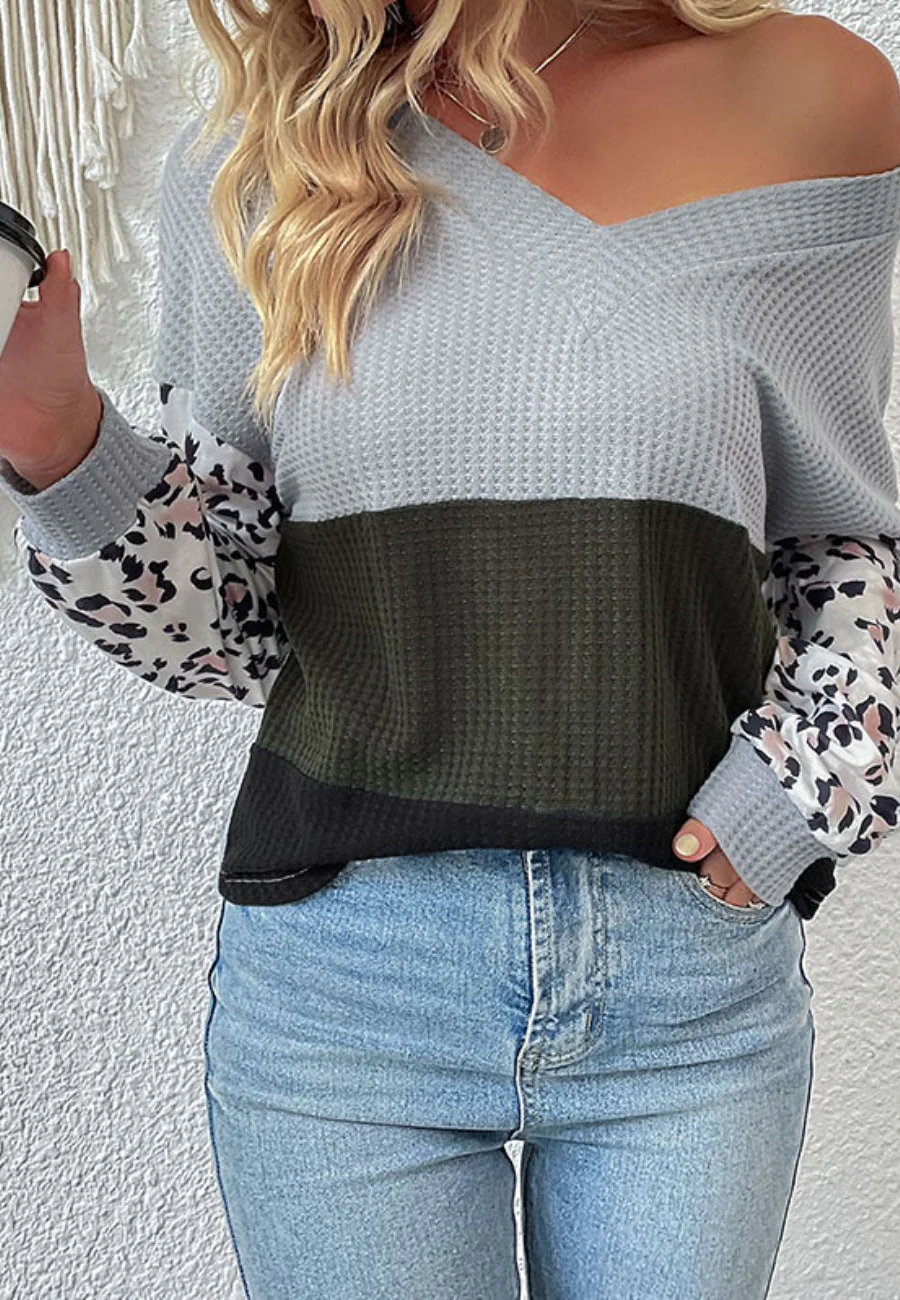 Color Block Multicolor Knit Sweater - Image 3