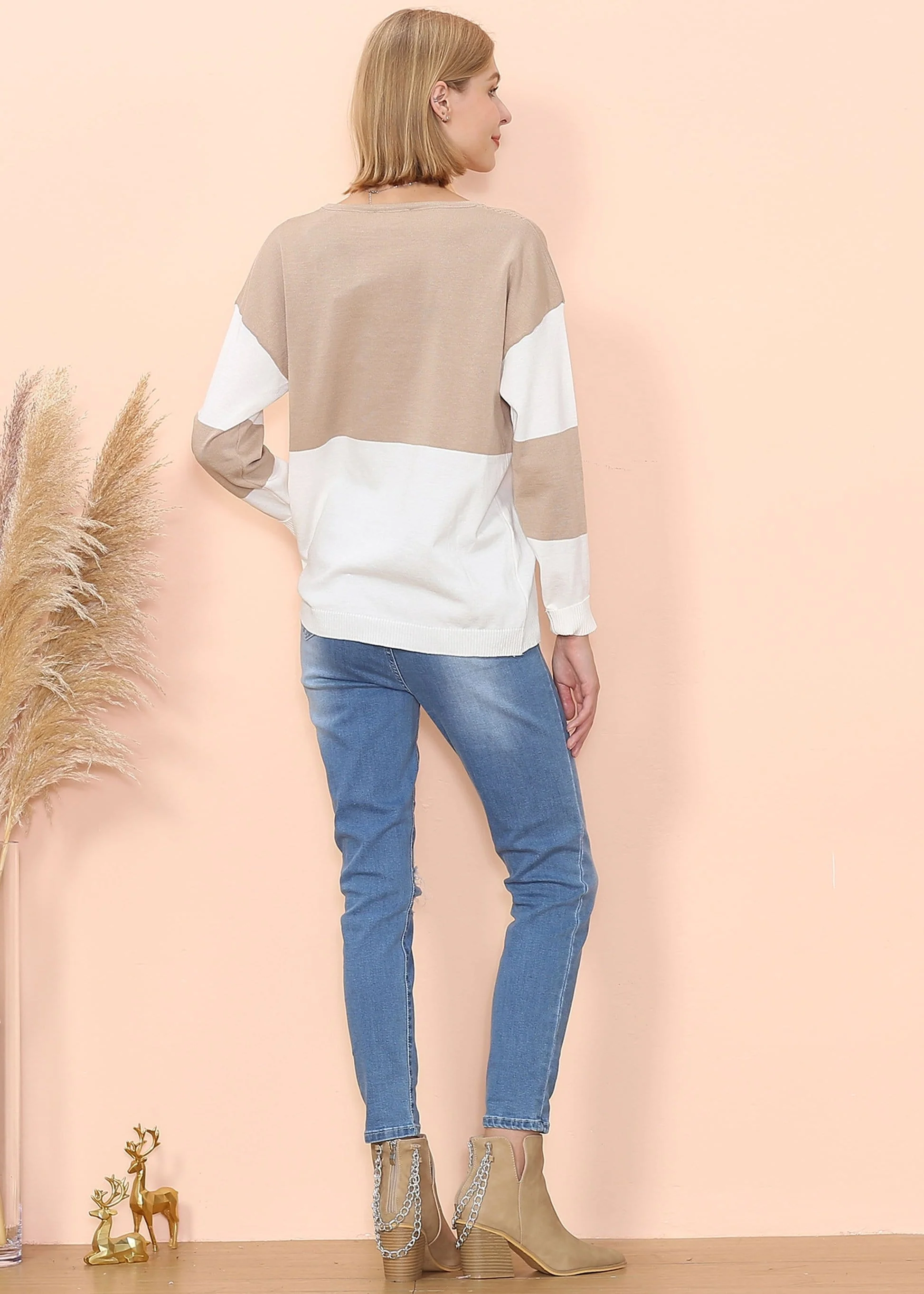 Color Block Net Detail Sweater - Image 11
