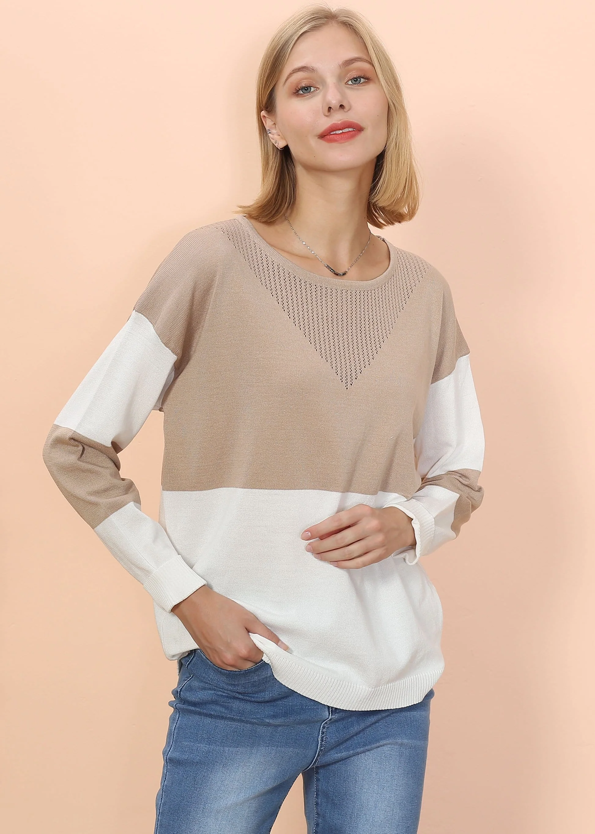Color Block Net Detail Sweater - Image 13