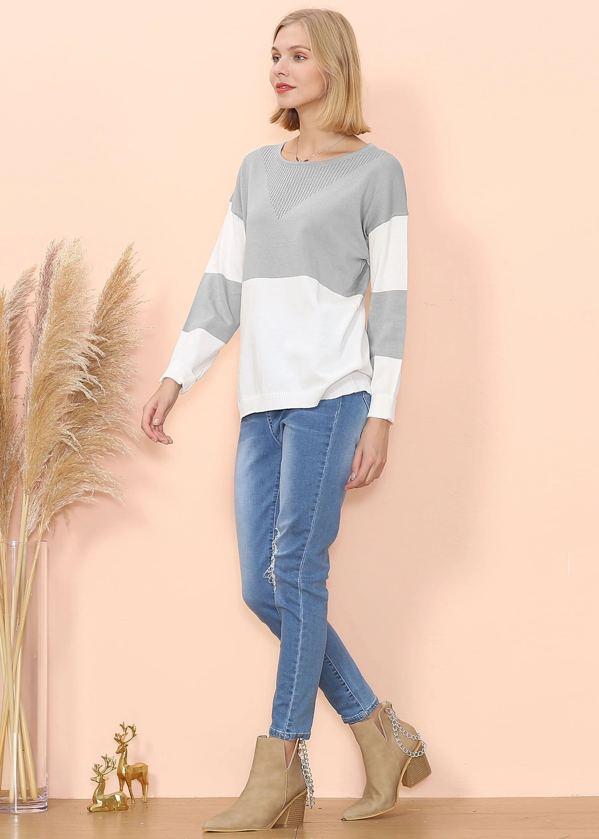 Color Block Net Detail Sweater - Image 4