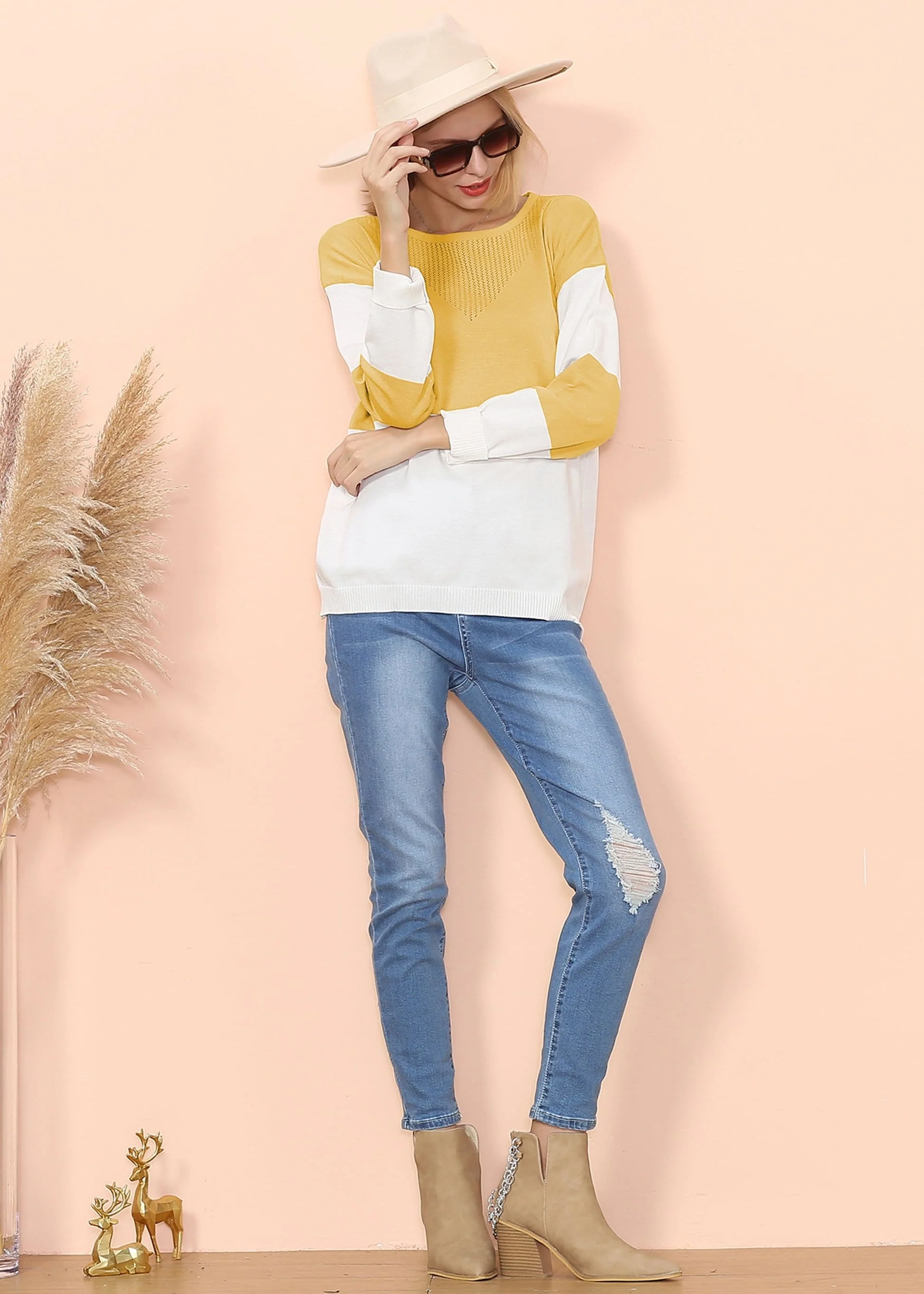 Color Block Net Detail Sweater - Image 6