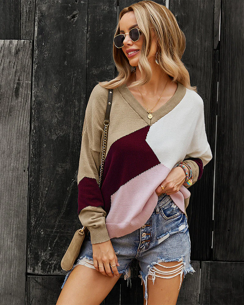 Color Block Relaxed Sweater - Image 6