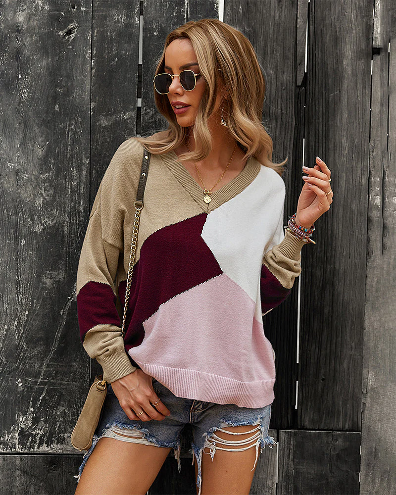 Color Block Relaxed Sweater - Image 7