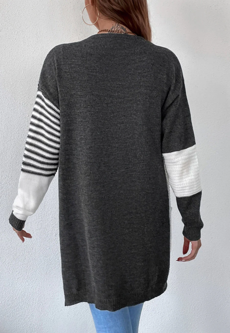 Color Block Ribbed Knit Cardigan - Image 4