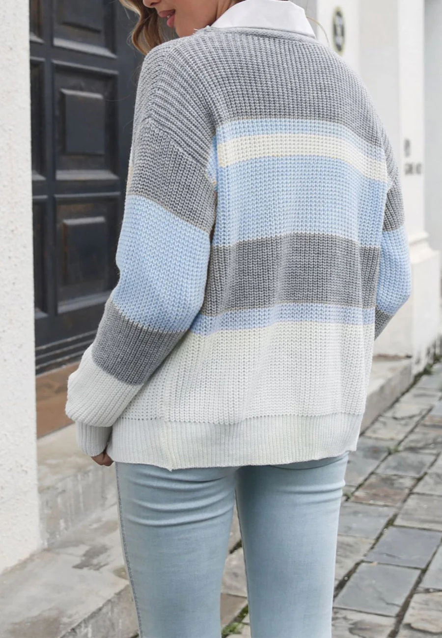 Color Block Striped Fall Cardigan - Image 4
