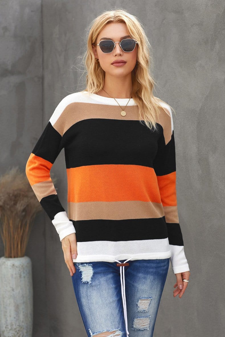 Color Block Striped Fall Sweater - Image 5