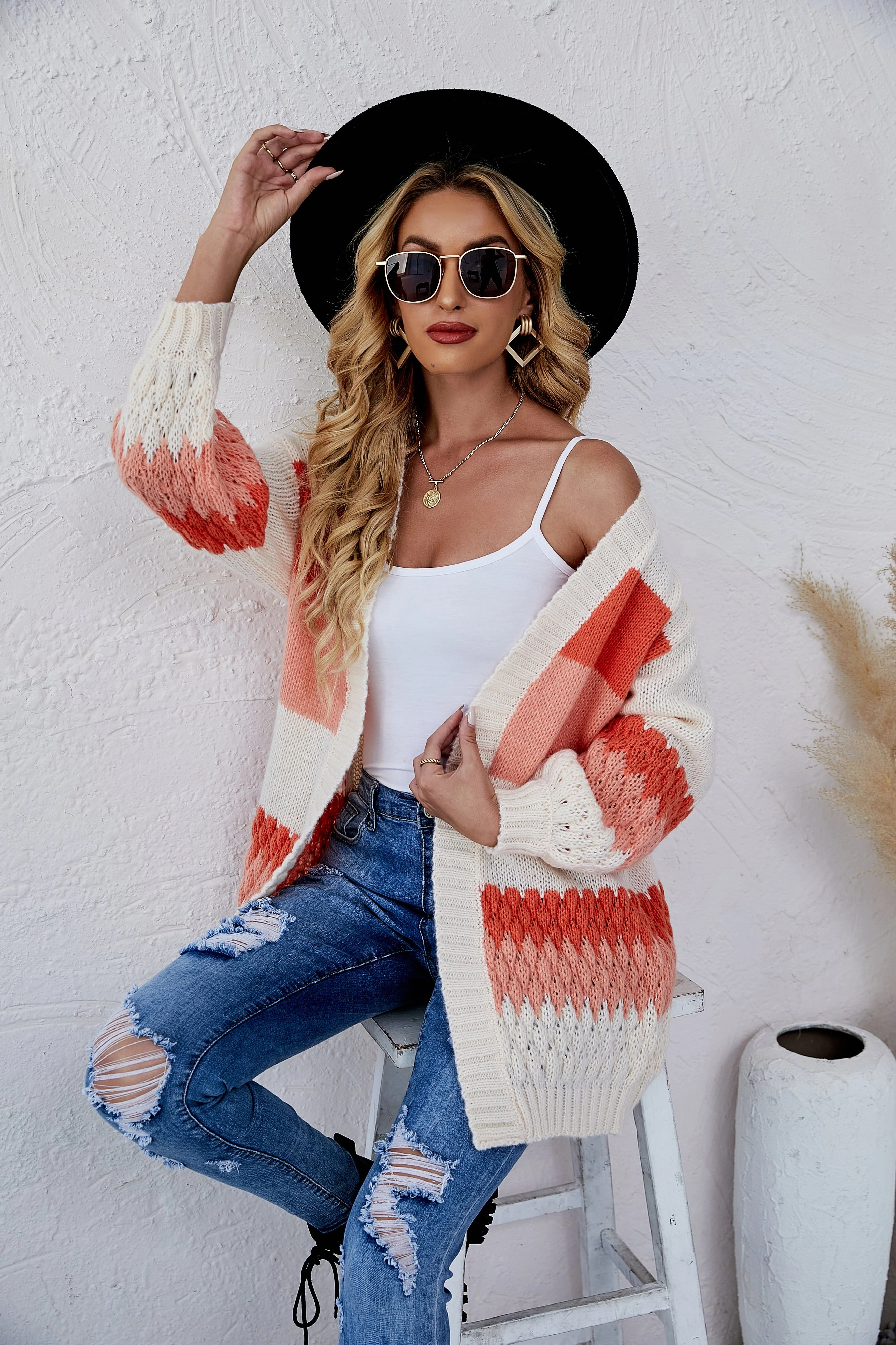 Color Block Striped Knit Cardigan - Image 11