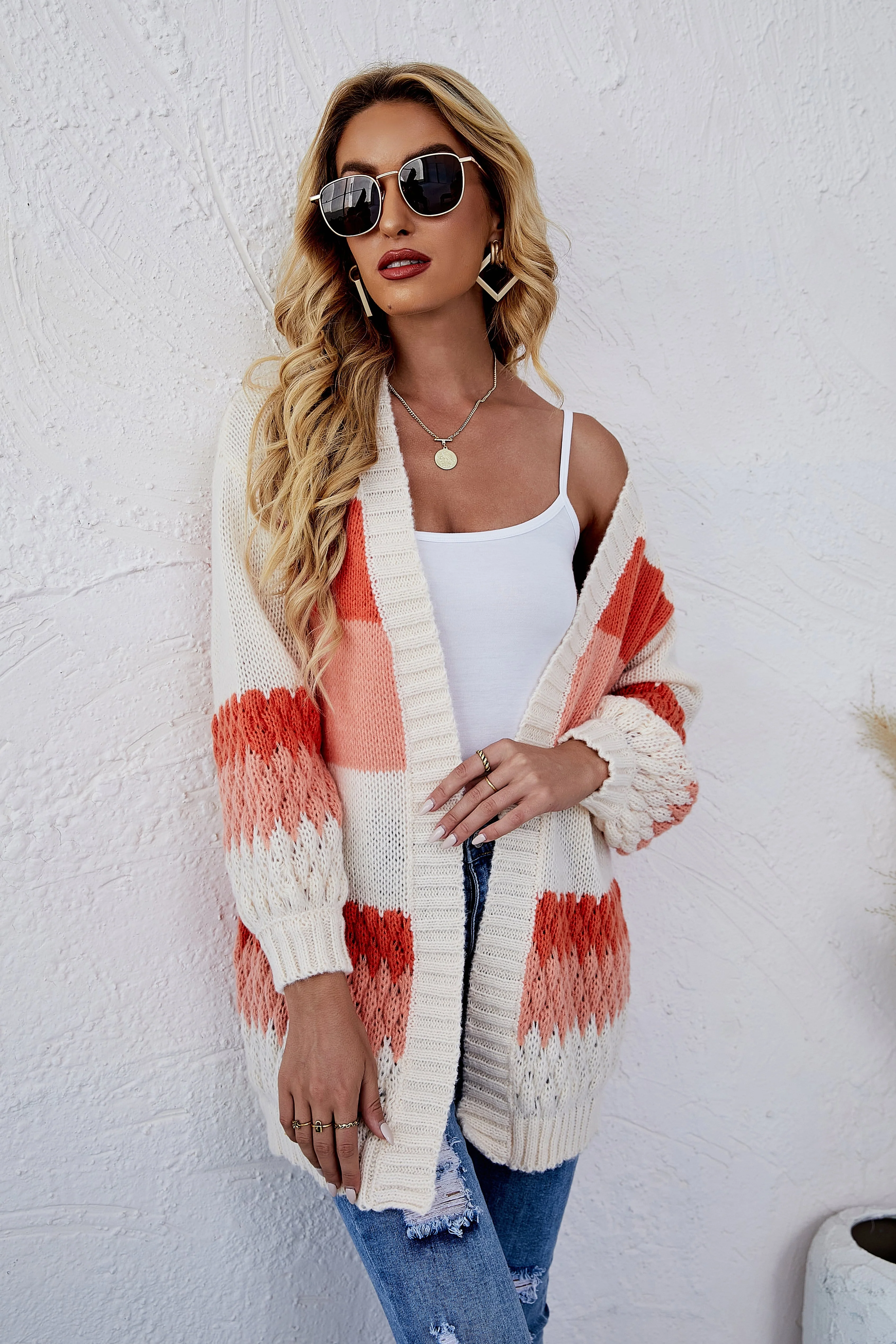 Color Block Striped Knit Cardigan - Image 12