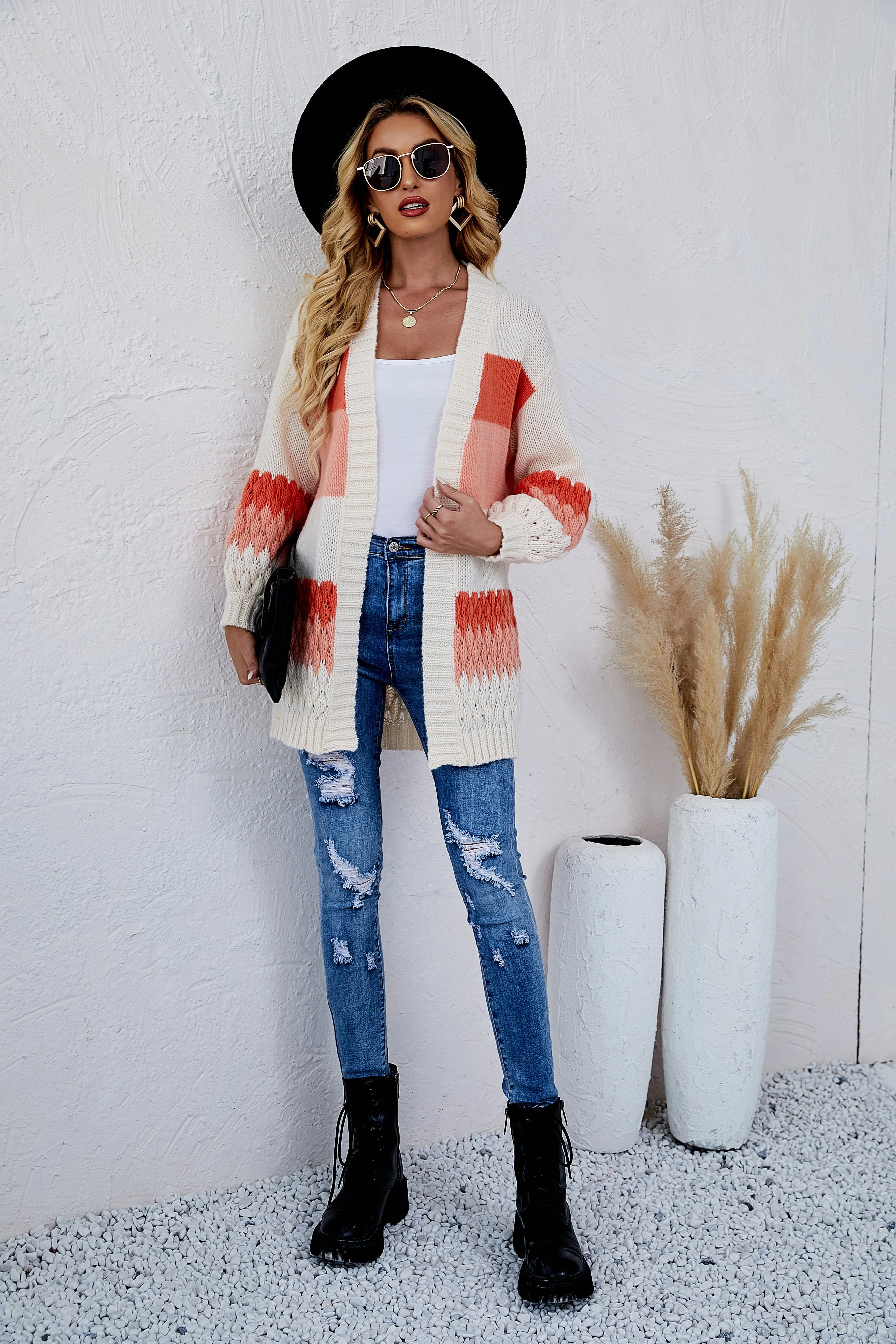 Color Block Striped Knit Cardigan - Image 13