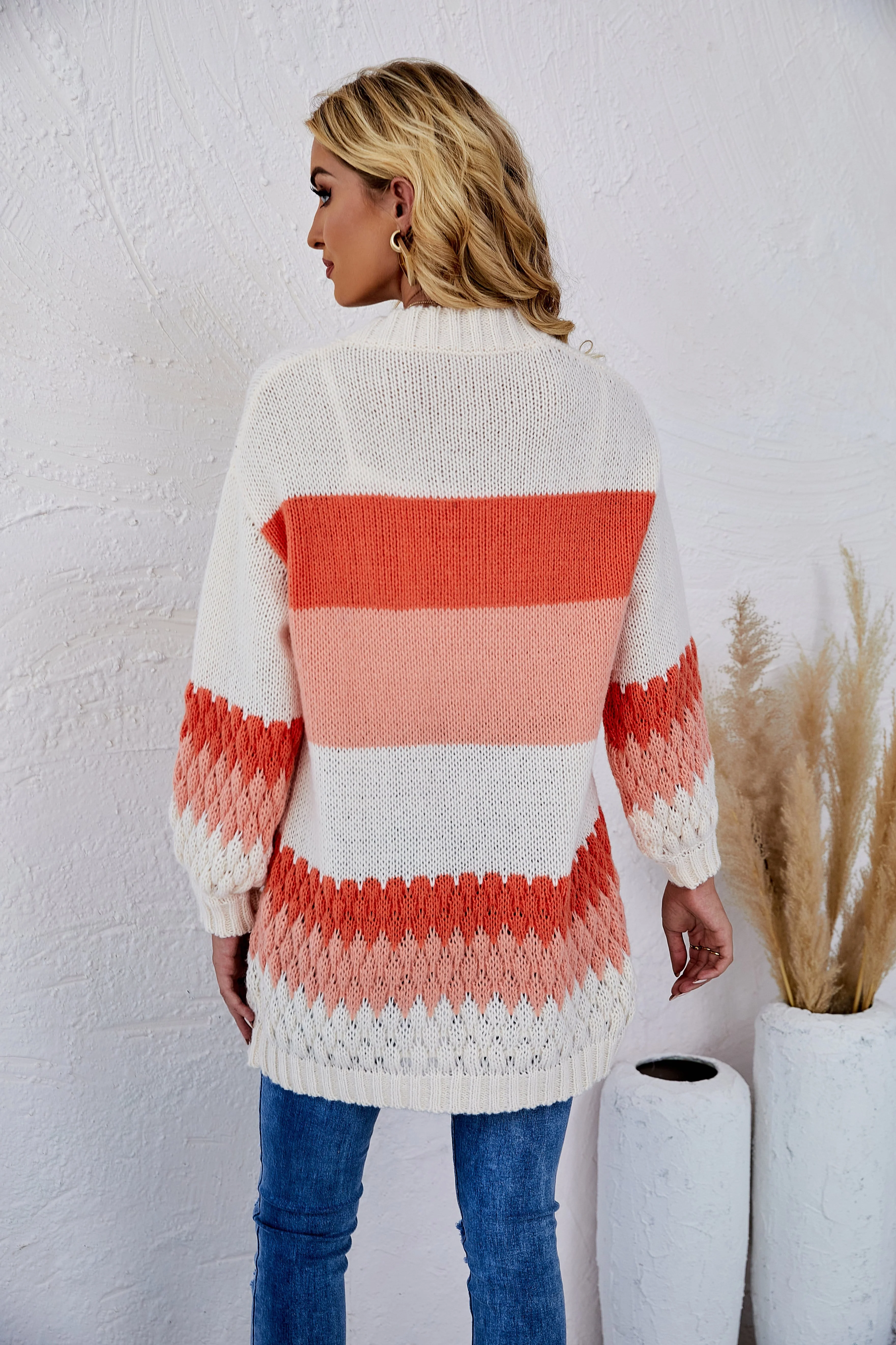 Color Block Striped Knit Cardigan - Image 15