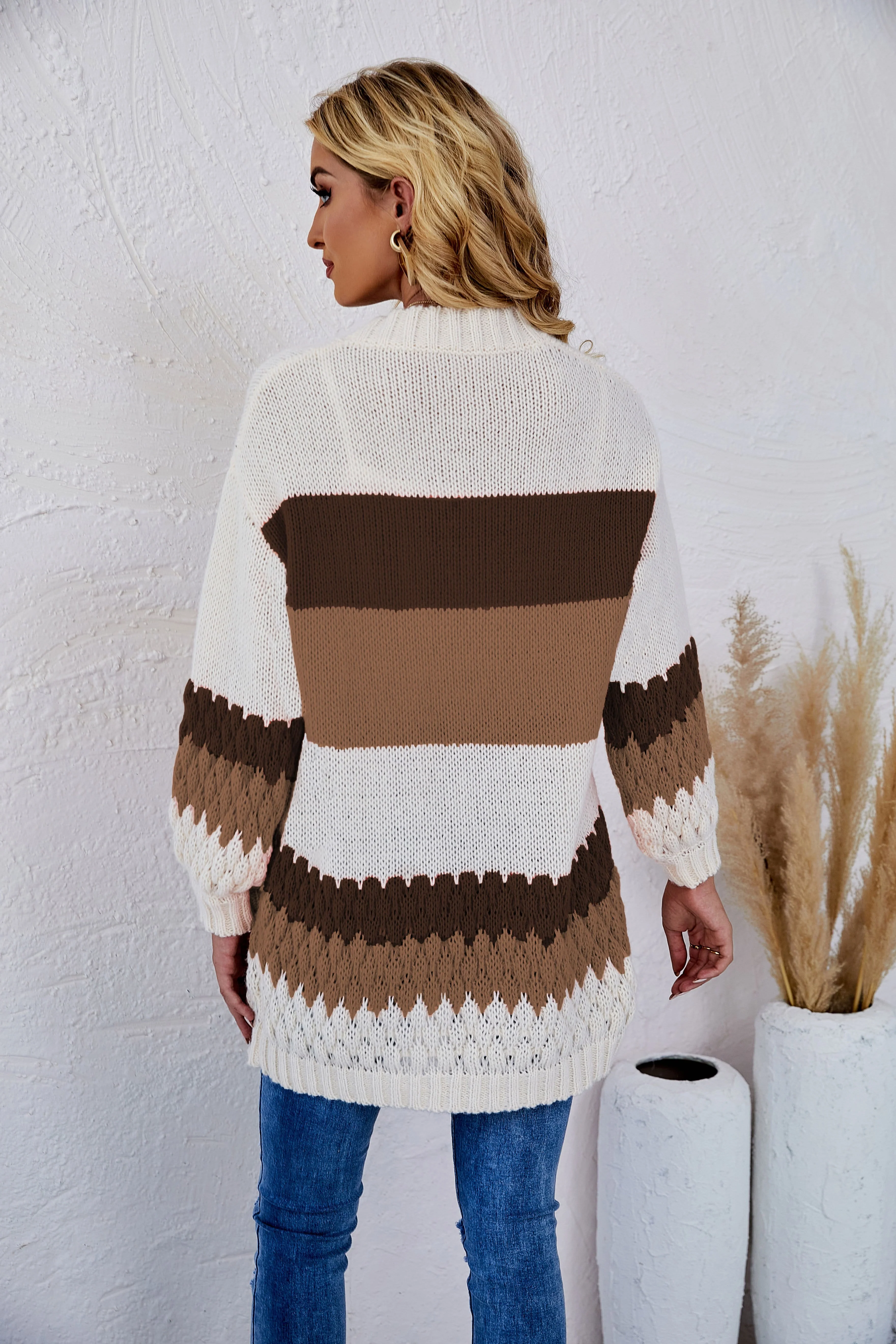 Color Block Striped Knit Cardigan - Image 6