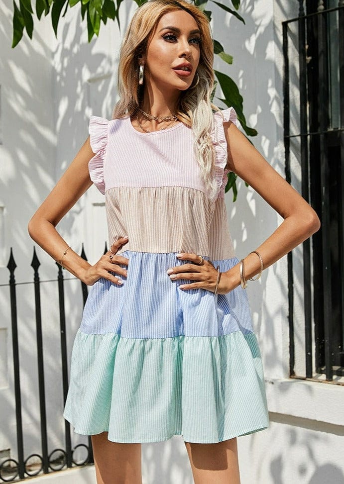 Color Block Striped Tiered Dress - Image 2