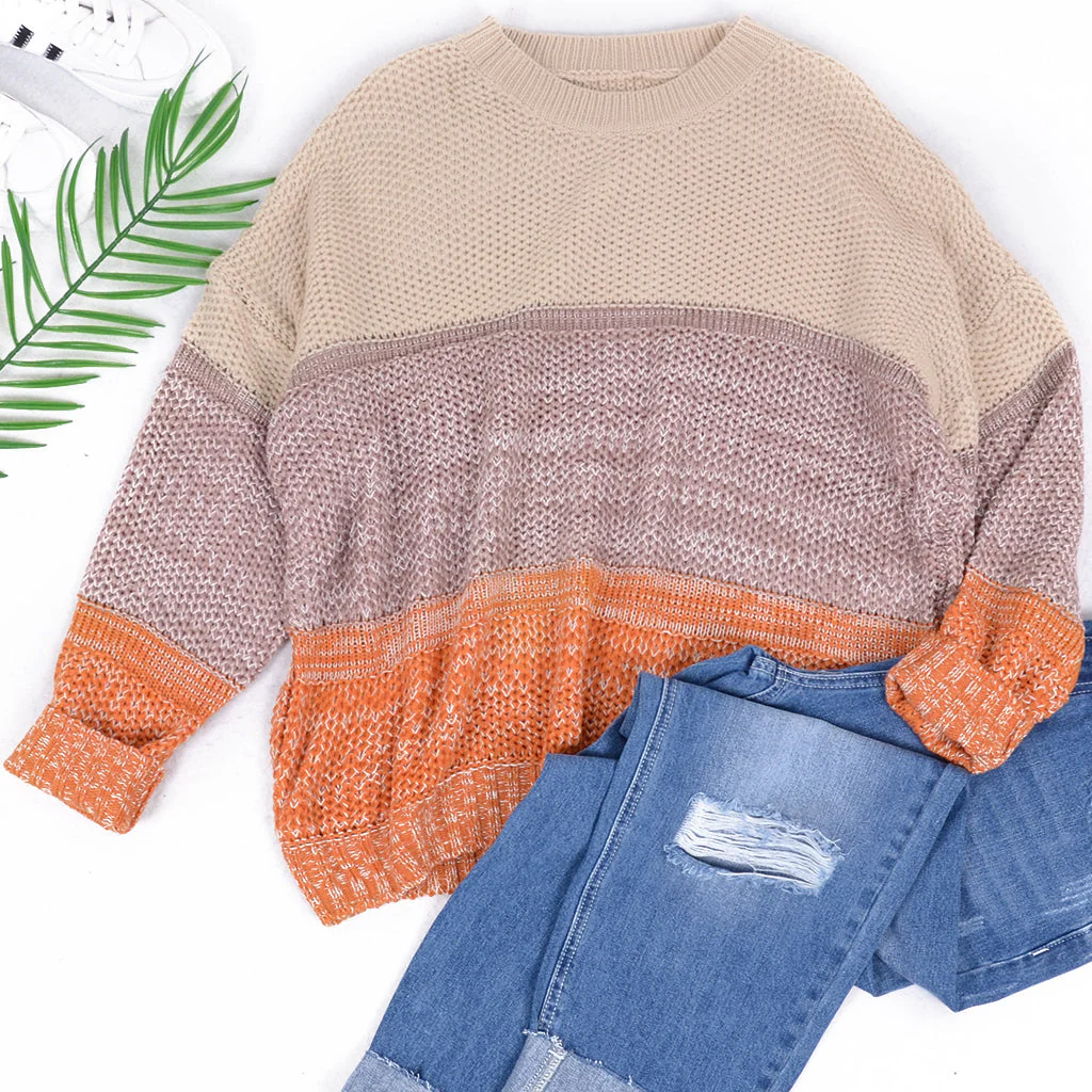 Color Block Textured Knit Sweater - Image 13