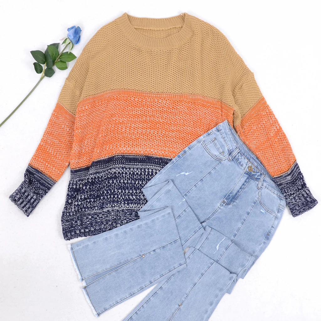 Color Block Textured Knit Sweater - Image 15