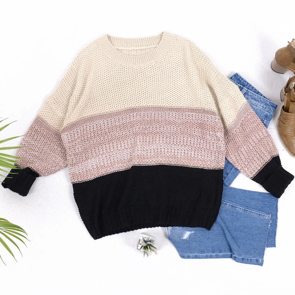 Color Block Textured Knit Sweater - Image 9