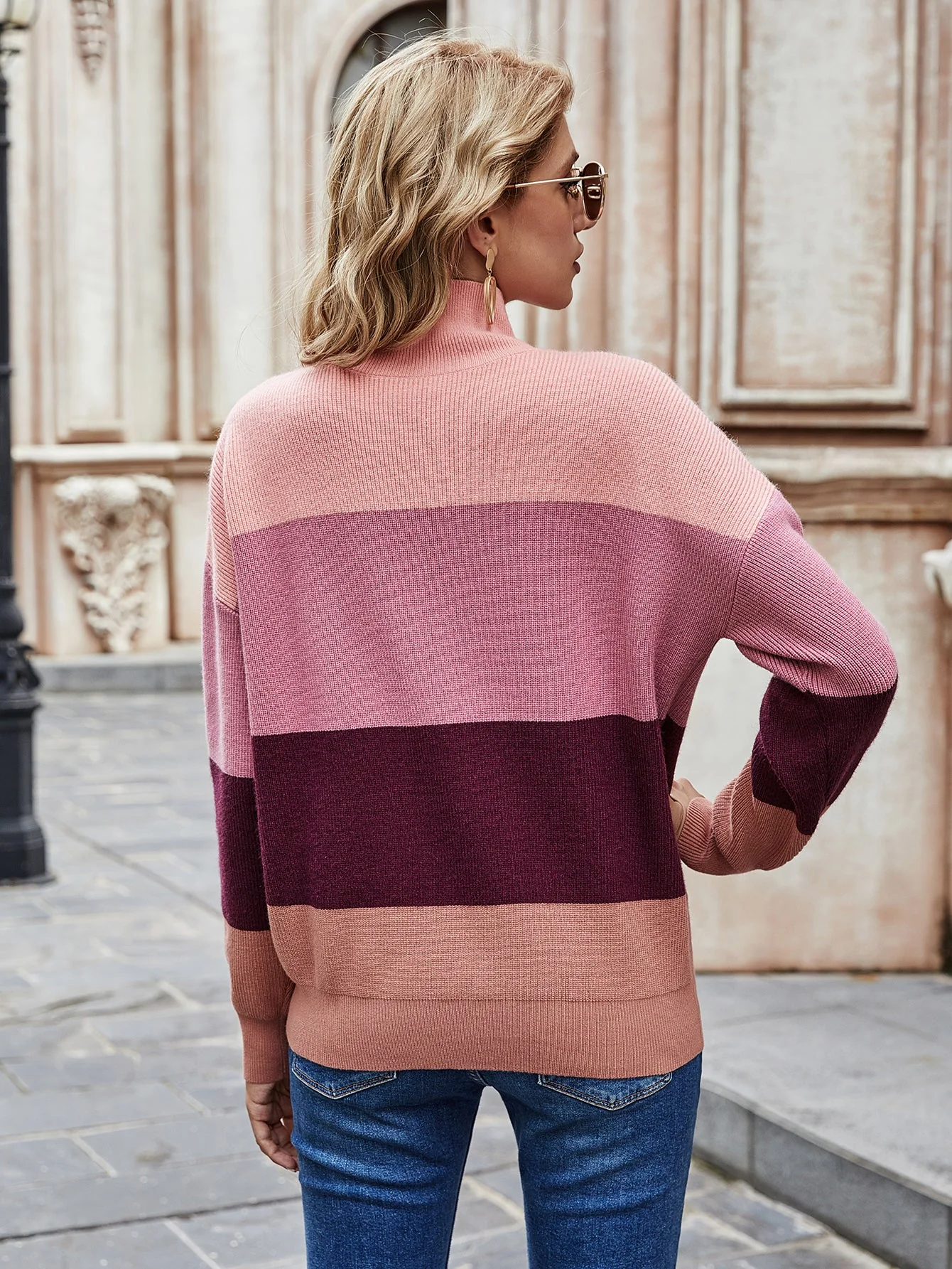 Color Block Turtle Neck Sweater - Image 6