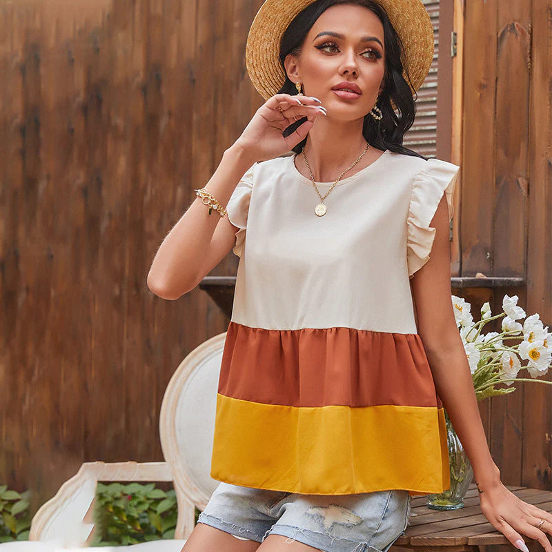 Color Blocked Ruffle Tier Top - Image 2