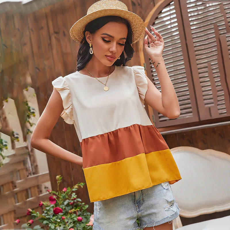 Color Blocked Ruffle Tier Top - Image 4