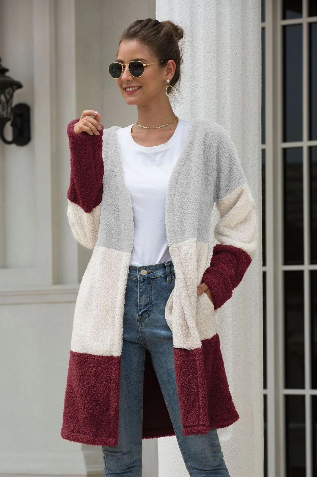 Color Blocked Sherpa Cardigan - Image 5