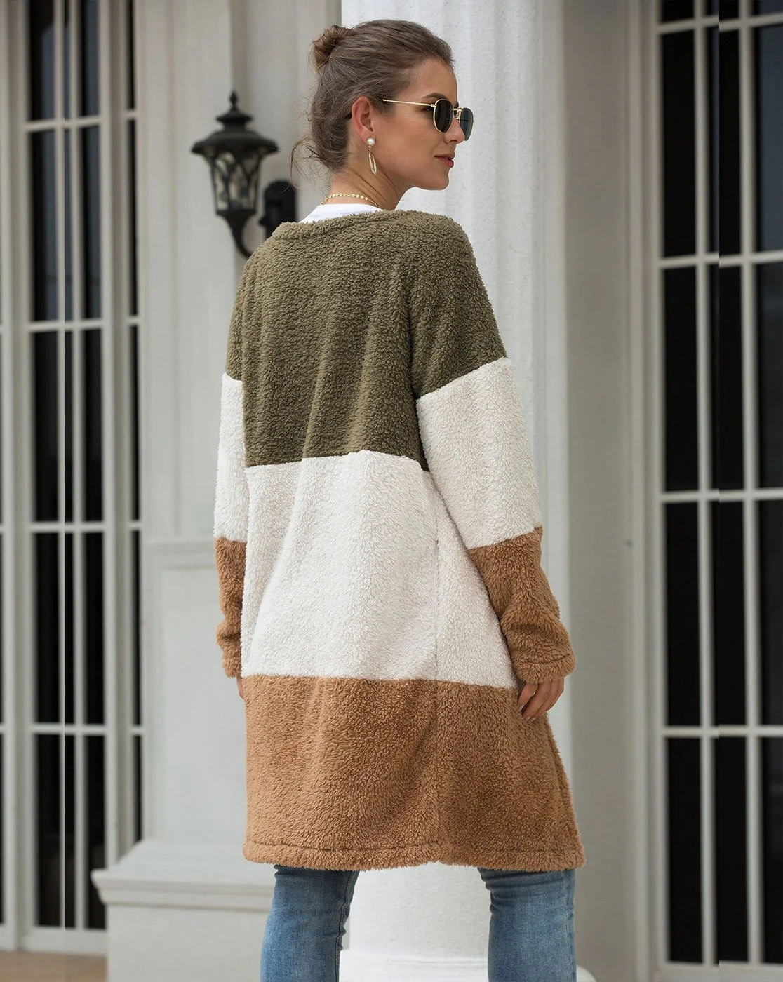 Color Blocked Sherpa Cardigan - Image 8