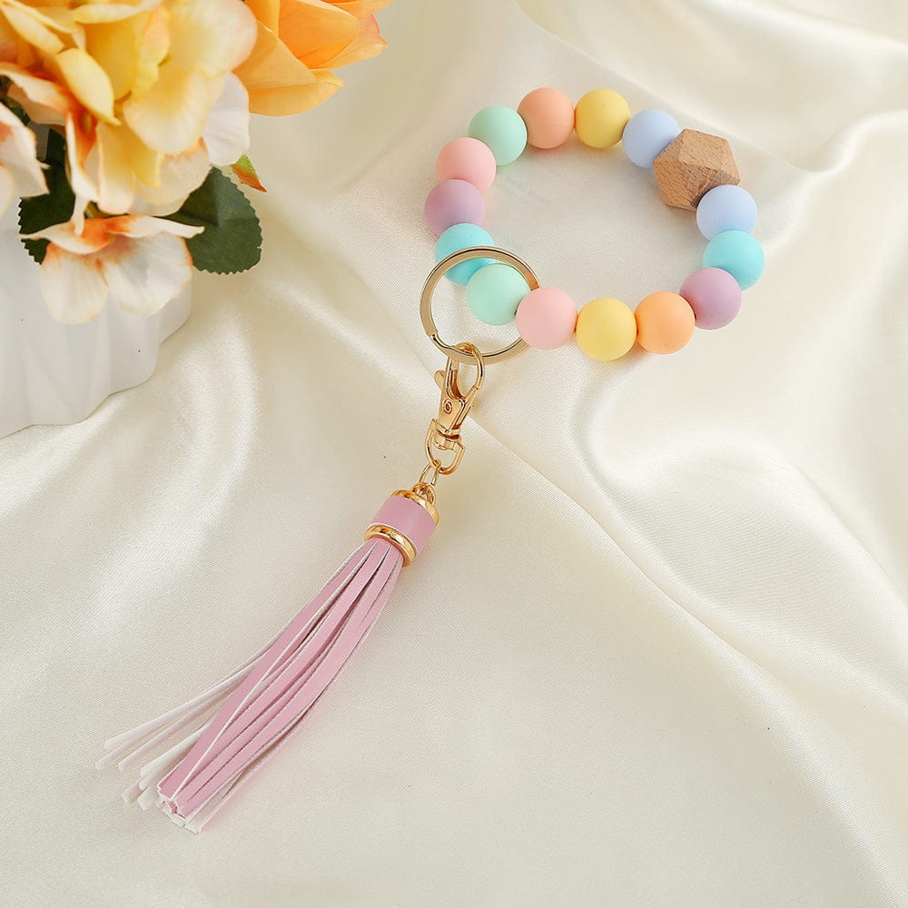 Colorful Beads & Tassels Key Chain Bracelet - Image 4