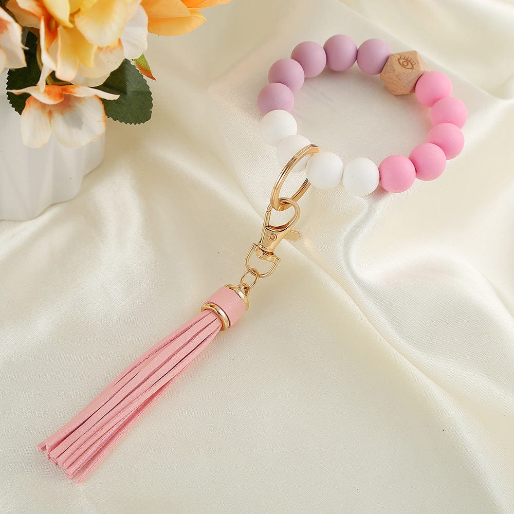 Colorful Beads & Tassels Key Chain Bracelet - Image 5