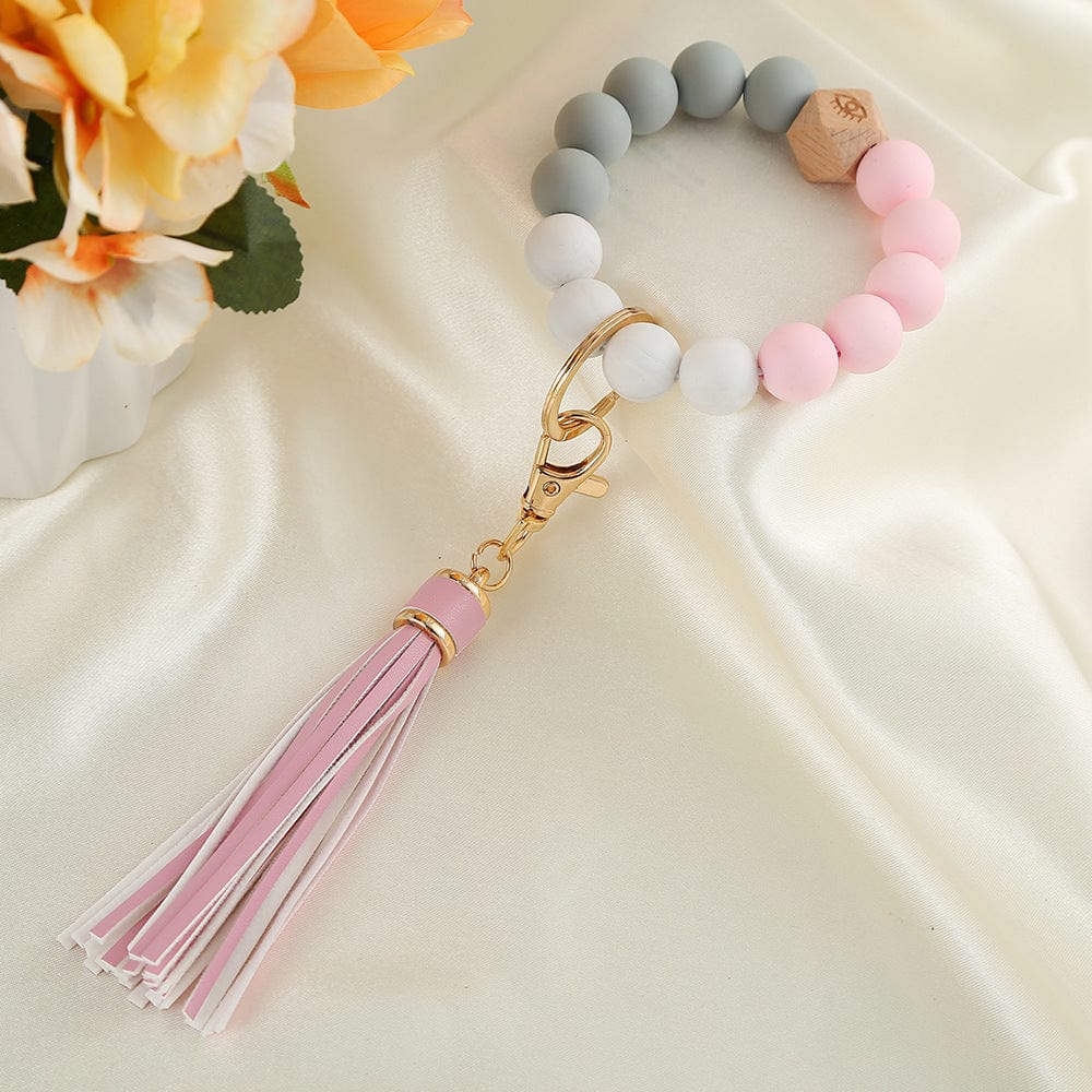 Colorful Beads & Tassels Key Chain Bracelet - Image 7