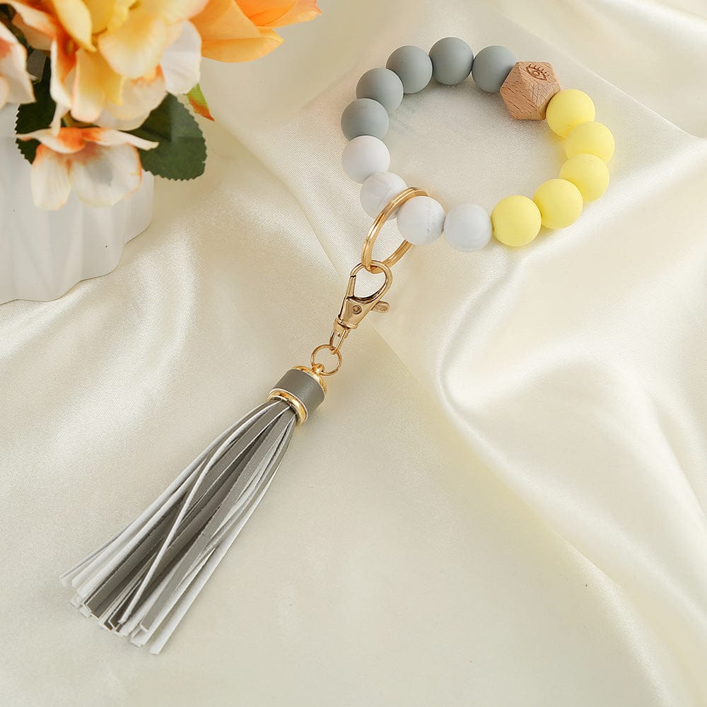 Colorful Beads & Tassels Key Chain Bracelet - Image 8