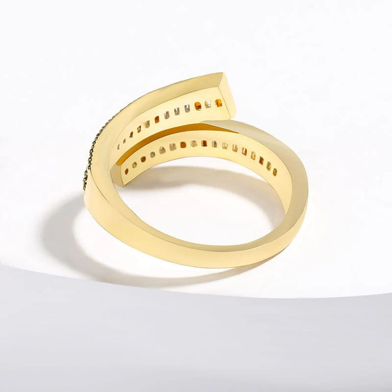 Colorful Rectangular Rhinestones Gold Twist Ring - Image 2