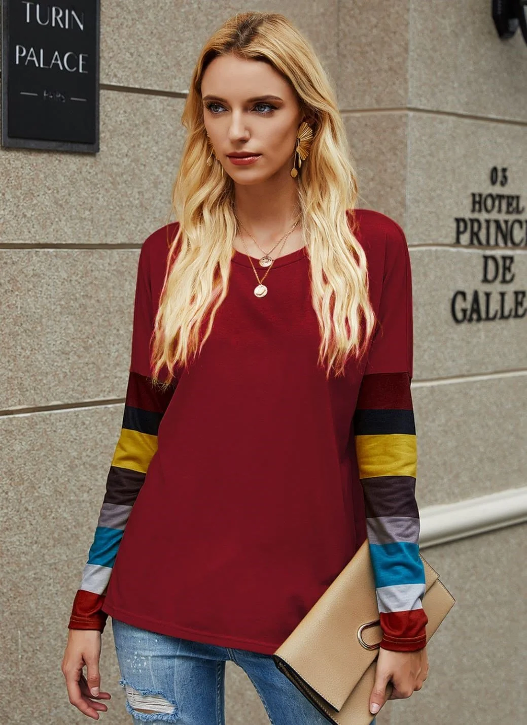 Colorful Striped Long Sleeve Sweater - Image 2