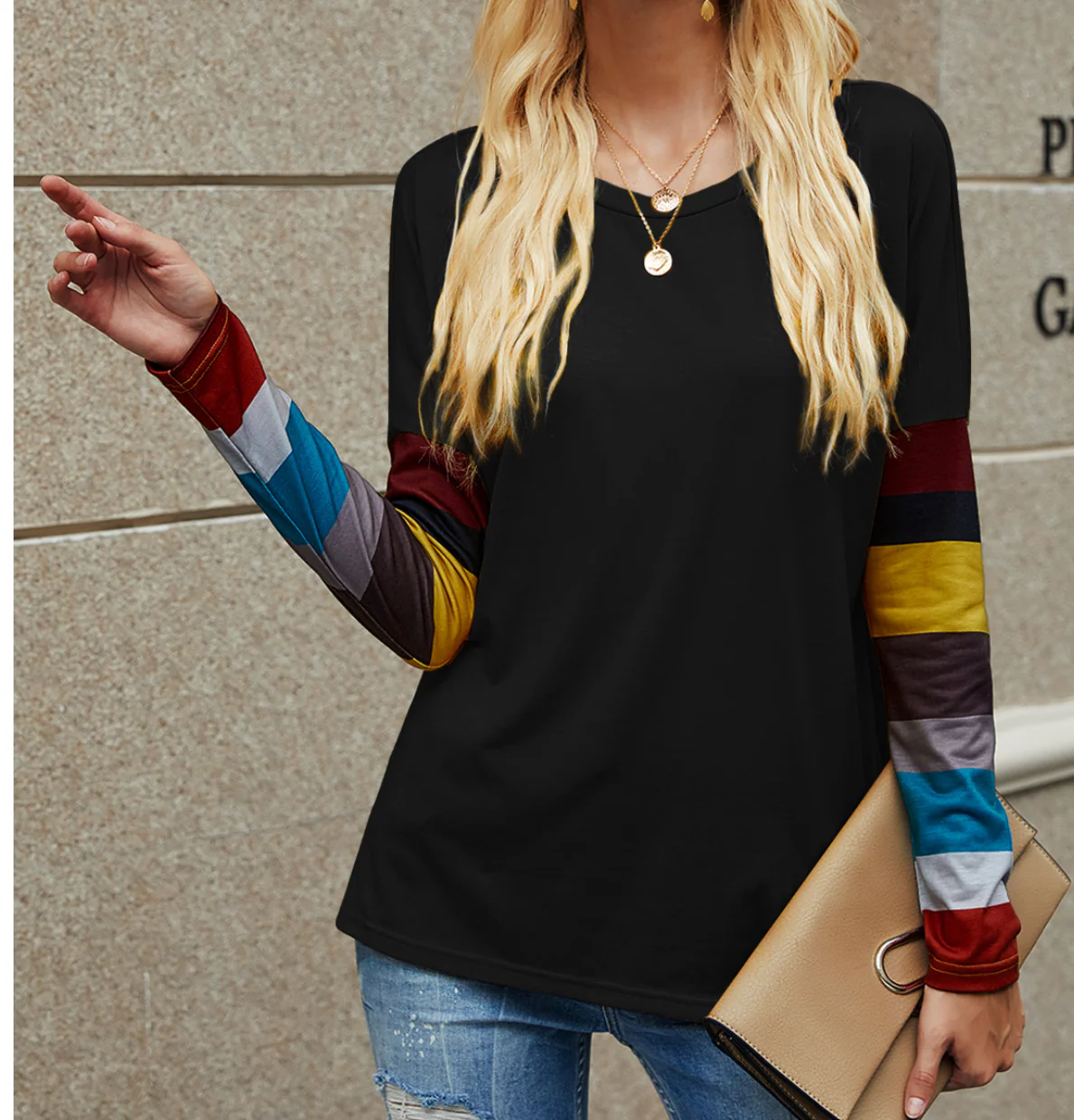 Colorful Striped Long Sleeve Sweater - Image 8